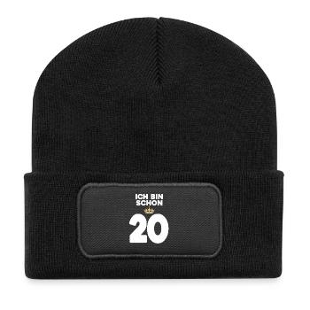 20. Geburtstag Geschenk - 20 Jahre mit Krone - Recycelte Patch Beanie - Schwarz - Vorne