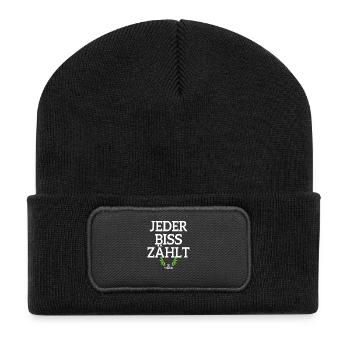 Veganer Jeder Biss Zählt Ich Liebe Tiere Go Vegan - Recycelte Patch Beanie - Schwarz - Vorne
