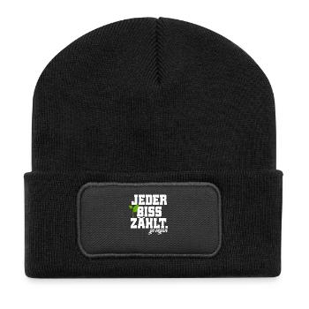 Veganer Jeder Biss Zählt Ich Liebe Tiere Go Vegan - Recycelte Patch Beanie - Schwarz - Vorne