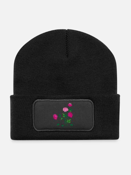 Rosen, Blumen, Garten - Recycelte Patch Beanie - Schwarz
