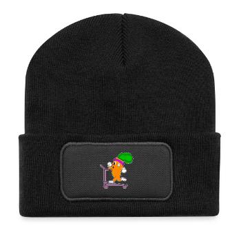Karotte Workout Laufband Fitness - Recycelte Patch Beanie - Schwarz - Vorne