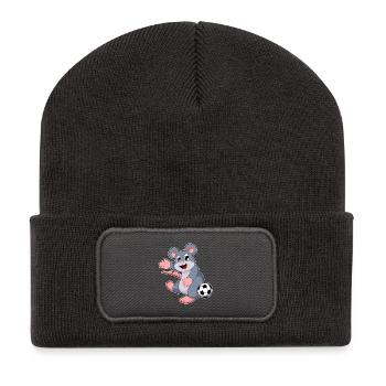 Maus Fußballspieler Fußball - Recycelte Patch Beanie - Dunkelgrau - Vorne
