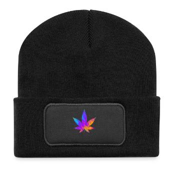 Cannabis Leaf | Hemp Leaf Colorful - Recycled Patch Beanie - black - Front