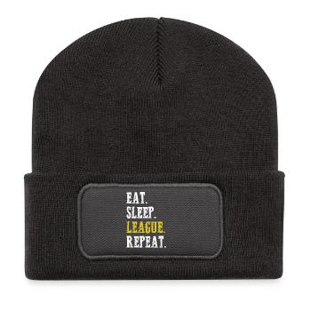 Eat Sleep League Repeat Sports Game Gaming - Recycelte Patch Beanie - Dunkelgrau - Vorne