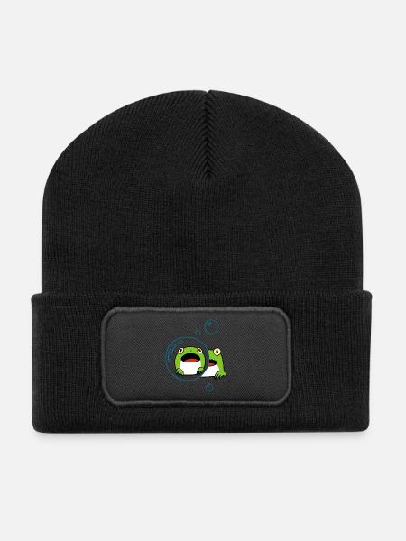 Grenouille kawaii - Beanie recyclé à patch - noir