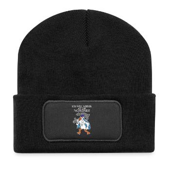 Nordsee Spruch - Recycelte Patch Beanie - Schwarz - Vorne