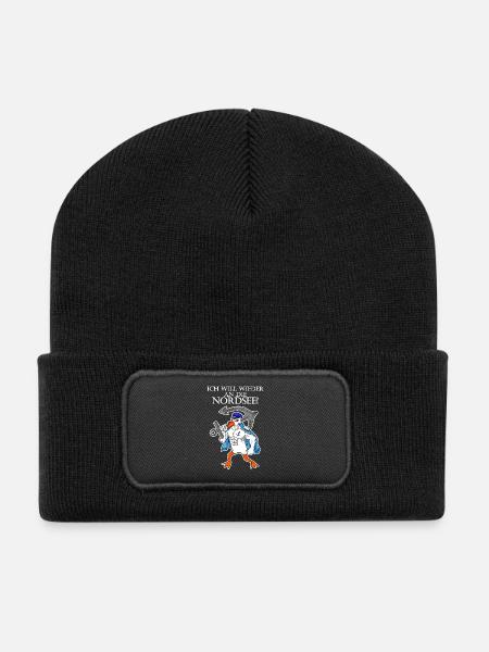 Nordsee Spruch - Recycelte Patch Beanie - Schwarz