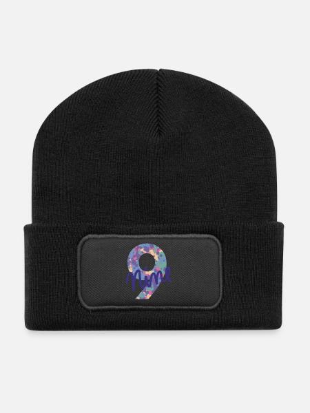 Zahl / 9 / Neun / Geburtstag / Neunter / Nummer - Recycelte Patch Beanie - Schwarz