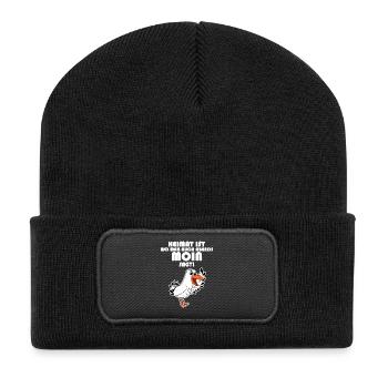 Heimat Moin Begrüßung Möwe - Recycelte Patch Beanie - Schwarz - Vorne
