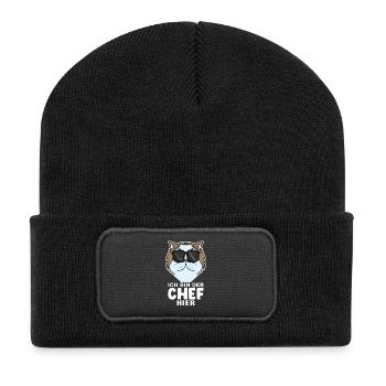 coole Katze - Perserkatze Katze - Chef Spruch - Recycelte Patch Beanie - Schwarz - Vorne