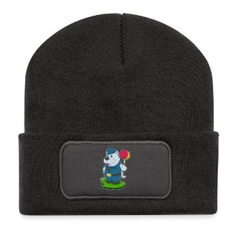 Hund Polizist Luftballon Polizei - Recycelte Patch Beanie - Dunkelgrau - Vorne