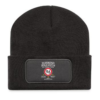 96. Geburtstag Schonend Behandeln Oldtimer Ist 96 - Recycelte Patch Beanie - Dunkelgrau - Vorne