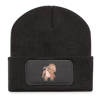 écureuil en colère - Beanie recyclé à patch - charbon - Devant