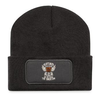 parody birthday motive 21 years oldtimer rocker - Recycelte Patch Beanie - Dunkelgrau - Vorne