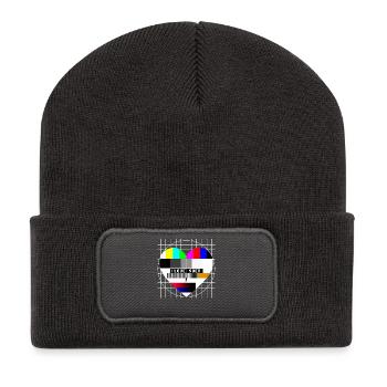 90er Jahre TV Testbild Herz Liebe I Love 90s Party - Recycelte Patch Beanie - Dunkelgrau - Vorne