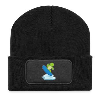 Turtle Snowboarder Snowboard - Beanie recyclé à patch - noir - Devant