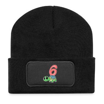6 Birthday 6 years old with animal motif - six - Recycled Patch Beanie - black - Front