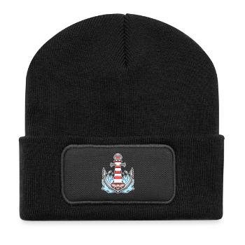 Anchor Lighthouse Mix Motif - Recycled Patch Beanie - black - Front