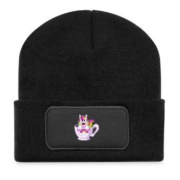 Unicorn Mug Rainbow - Recycled Patch Beanie - black - Front