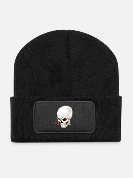 Totenkopf Dart Dartpfeil - Recycelte Patch Beanie - Schwarz