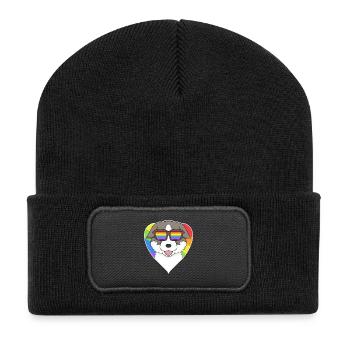 Rainbow - Dog Thai Bangkaew Dog with Glasses - Recycled Patch Beanie - black - Front