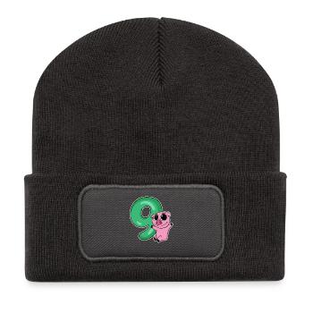 9 Birthday 9 years old with animal motif - nine - Recycled Patch Beanie - dark grey - Front
