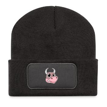 wütender Bulle - Recycelte Patch Beanie - Dunkelgrau - Vorne
