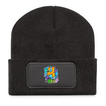 4 birthday 4 years old with animal motif - four - Recycled Patch Beanie - dark grey - Front