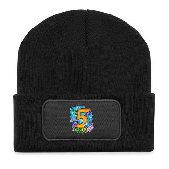 5 Birthday 5 years old with animal motif - five - Recycled Patch Beanie - black - Front