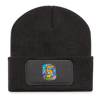5 Birthday 5 years old with animal motif - five - Recycled Patch Beanie - dark grey - Front