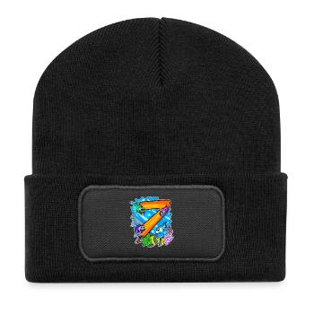 7 birthday 7 years old with animal motif - seven - Recycled Patch Beanie - black - Front