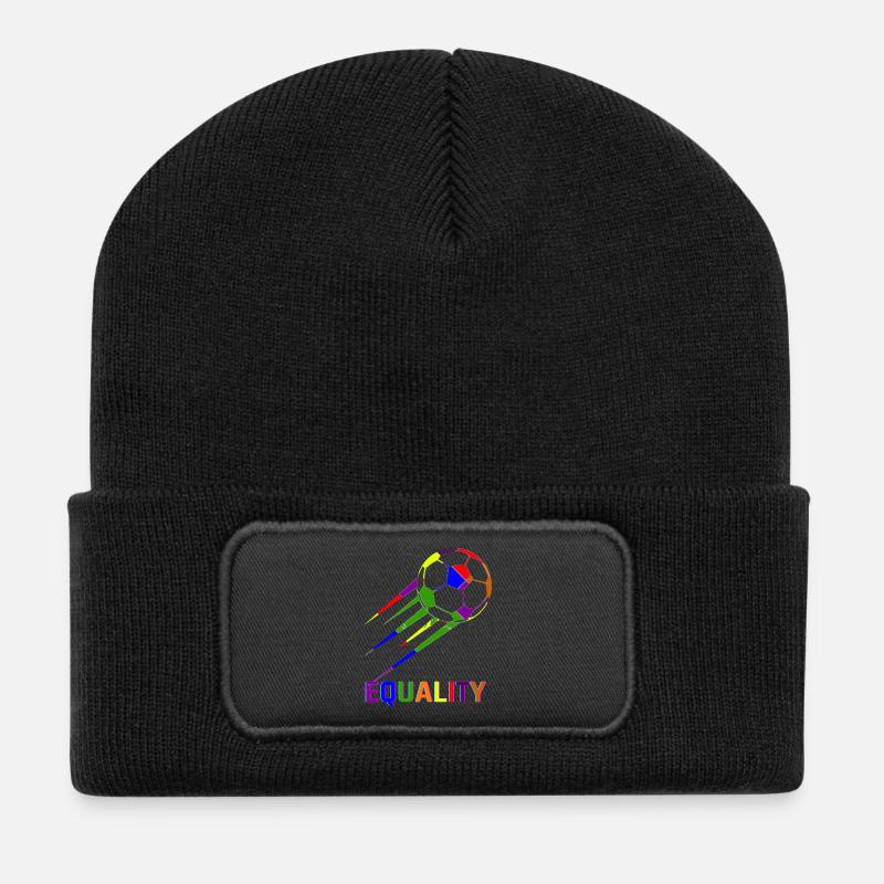 Fußball Regenbogen WM Equality - Recycelte Patch Beanie - Schwarz