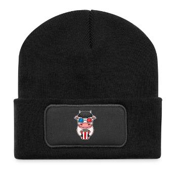 Popcorn Cinema Cow Movies Soirée cinéma - Beanie recyclé à patch - noir - Devant