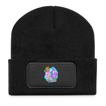 Fille 3 ans 3ème anniversaire sirène - Beanie recyclé à patch - noir - Devant