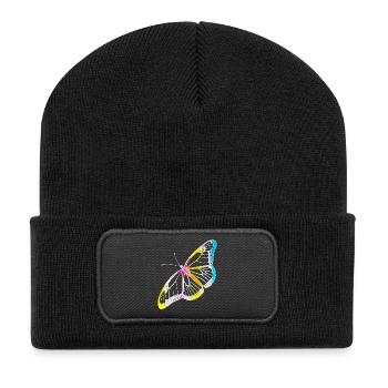 Schmetterling Schmetterling Monarch Frühling Buntes Geschenk - Recycelte Patch Beanie - Schwarz - Vorne