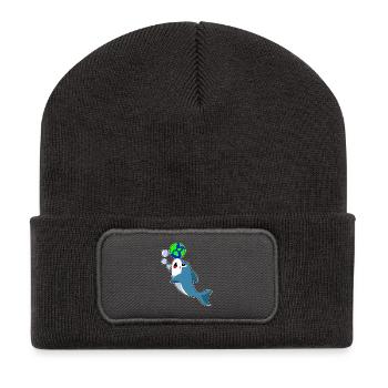 Dolphin Earth Globe - Recycled Patch Beanie - dark grey - Front