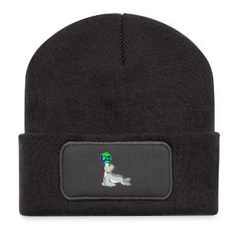 Seehund Erdkugel - Recycelte Patch Beanie - Dunkelgrau - Vorne