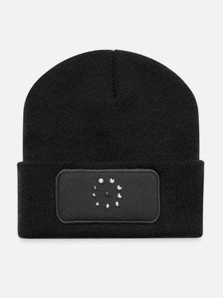 marguerite pétales amour V2 - Beanie recyclé à patch - noir