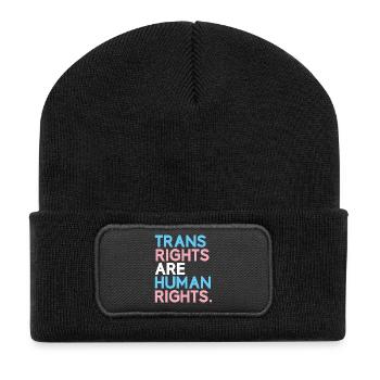 Mois de la fierté LGBT - Les droits des trans sont des droits humains - Beanie recyclé à patch - noir - Devant