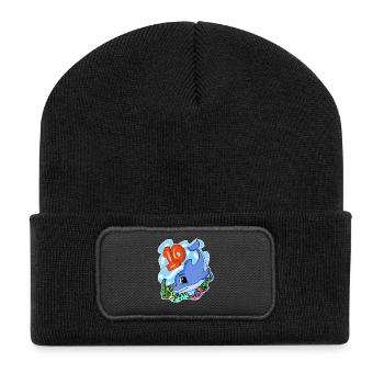 10. Geburtstag Motiv Delfin - zehn Jahre alt - Recycelte Patch Beanie - Schwarz - Vorne