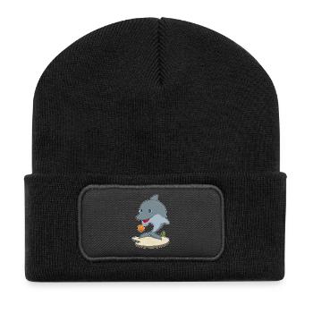 Dolphin Basketball Player Basketball - Beanie recyclé à patch - noir - Devant