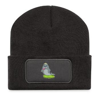 Glace gaufre de phoque - Beanie recyclé à patch - charbon - Devant