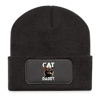 Cat Daddy Katzen Vater Cat Dad Papa Vatertag Katze - Recycelte Patch Beanie - Dunkelgrau - Vorne