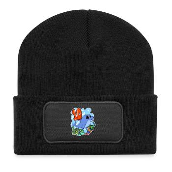 10. Geburtstag Motiv Delfin - zehn Jahre - Recycelte Patch Beanie - Schwarz - Vorne