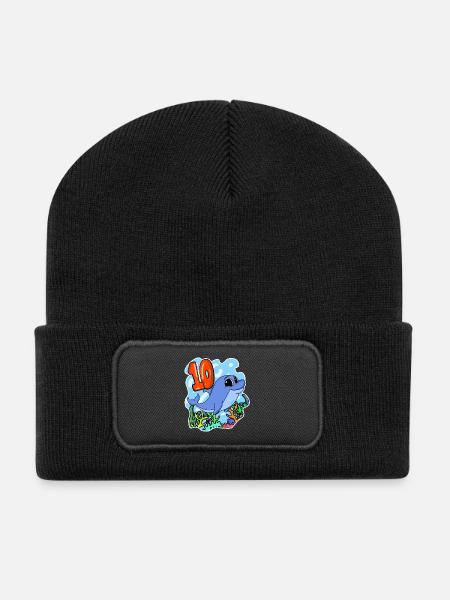 10. Geburtstag Motiv Delfin - zehn Jahre - Recycelte Patch Beanie - Schwarz
