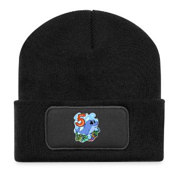 5th Birthday Motif Dolphin - five years - Recycled Patch Beanie - black - Front
