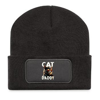 Cat Daddy Katzen Vater Cat Dad Papa Vatertag Katze - Recycelte Patch Beanie - Dunkelgrau - Vorne