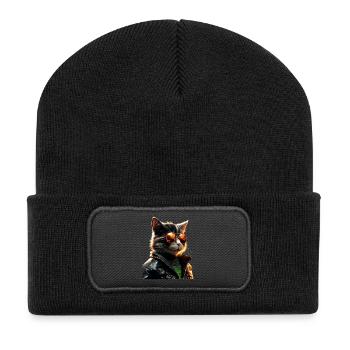 Cat With Sunglasses Cat Mom Cat Mom Cats - Recycled Patch Beanie - black - Front