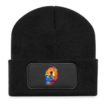 Surfer with sunbeam motif - Recycled Patch Beanie - black - Front
