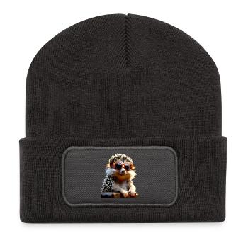 Igel Sonnenbrille Stacheltier Liebe Süßer Igel - Recycelte Patch Beanie - Dunkelgrau - Vorne